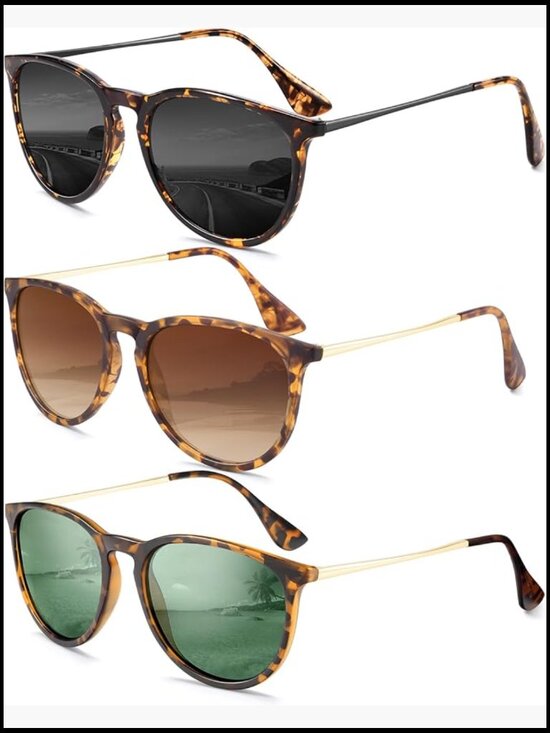 Polarized Sunglasses with UV400 Protection, Retro Round Style, 3-Pack main image 7